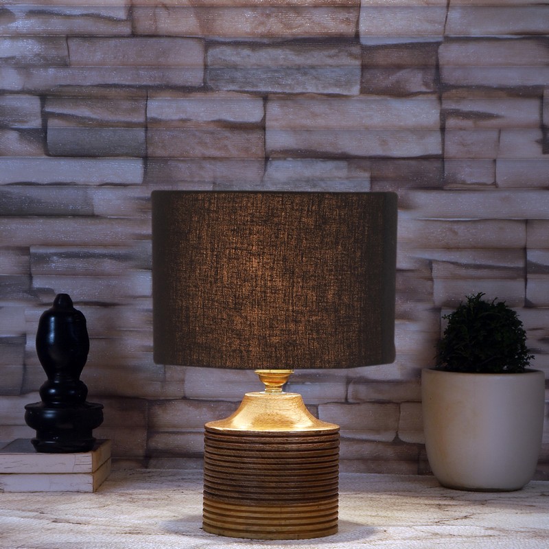 Torulosa Wooden Table Lamp - Black