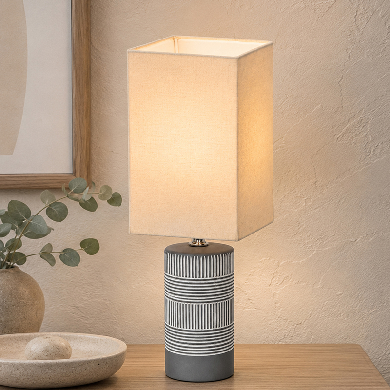 Monochrome Ceramic Table Lamp - Grey