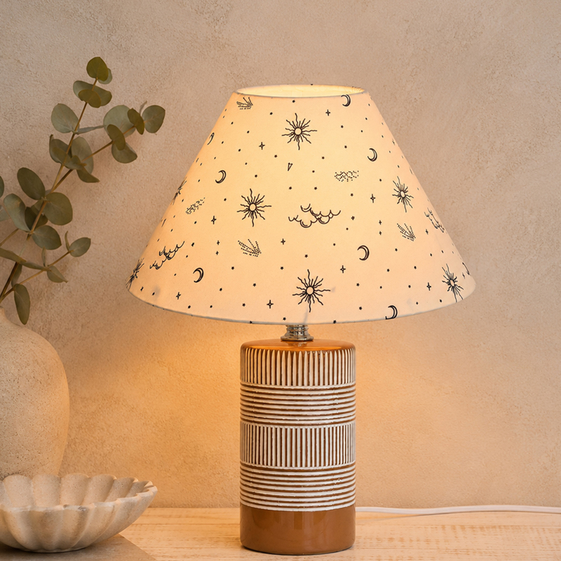 Astral Whisper Ceramic Table Lamp - Brown