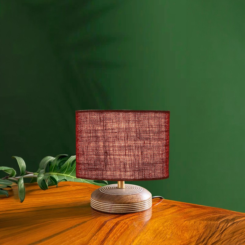 Cincture Wooden Table Lamp - Maroon