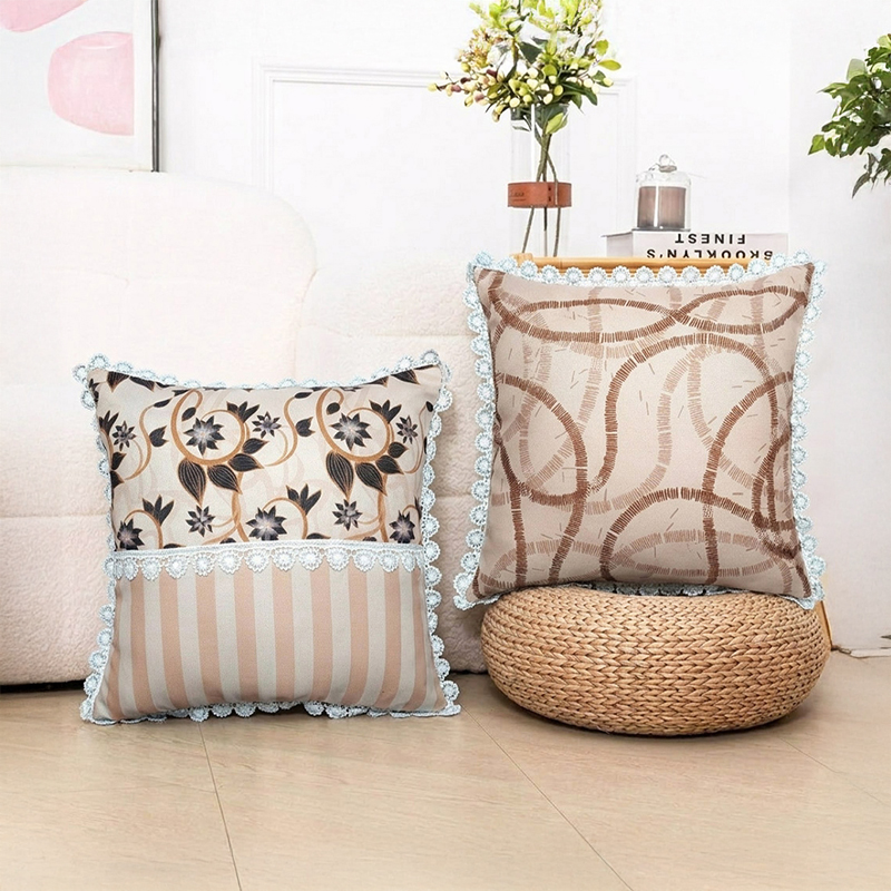 Striped Loops Printed Cushion Covers - Set of Two - 16 x 16 Inches