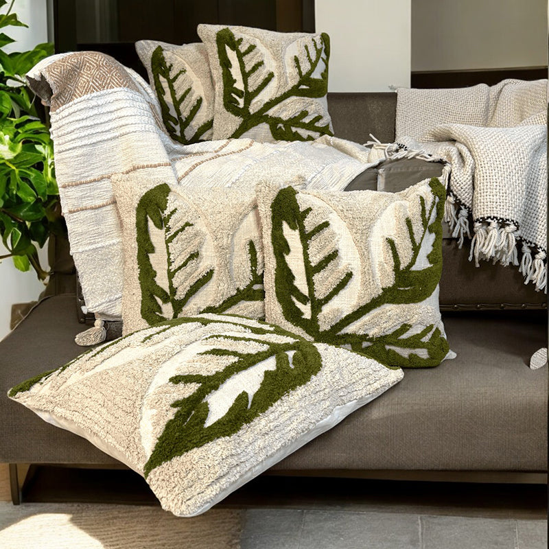 Leafestra Tufted Cushion Cover Set - Set Of Five