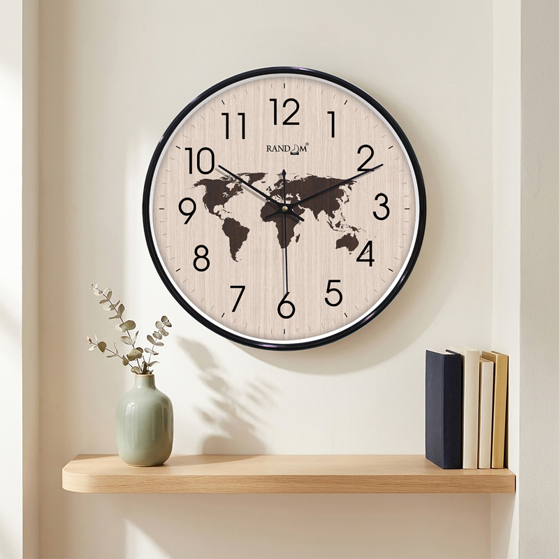 Atlas Silent Analog Wall Clock - Brown & White