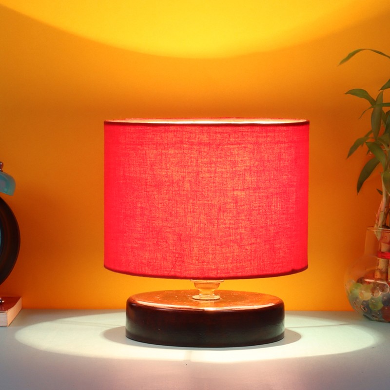 Luzula Wooden Table Lamp - Red