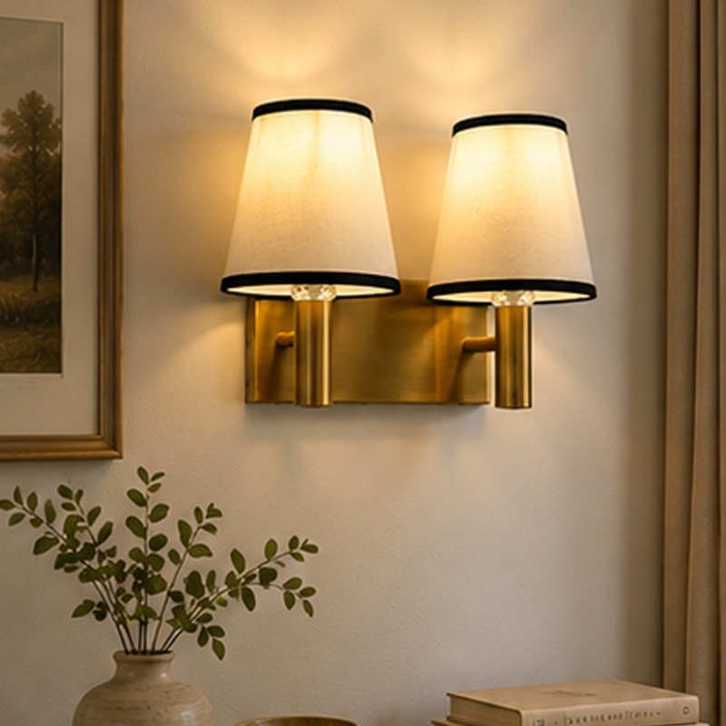 Elvarra Twin Cotton Wall Lamp - White & Black