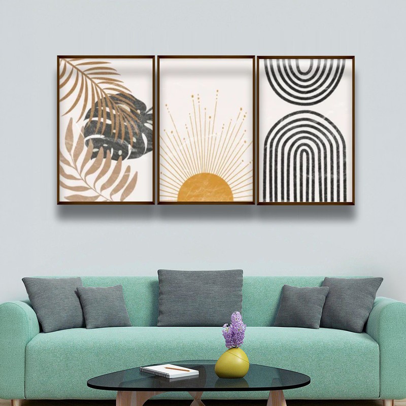 Tropical Geometry Canvas Wall Painting - Set of Three