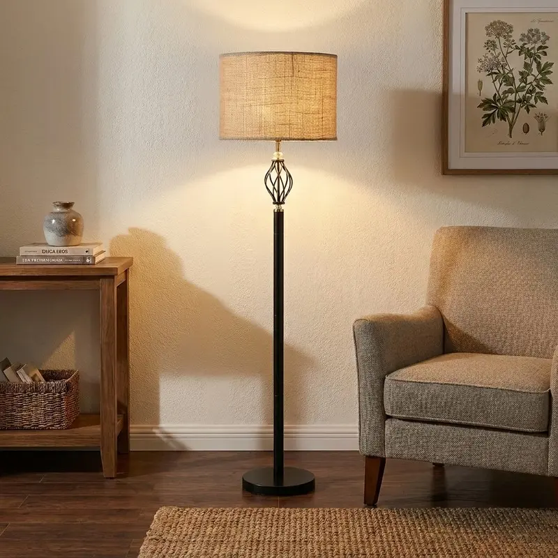 Natural Linen Jute Floor Lamp