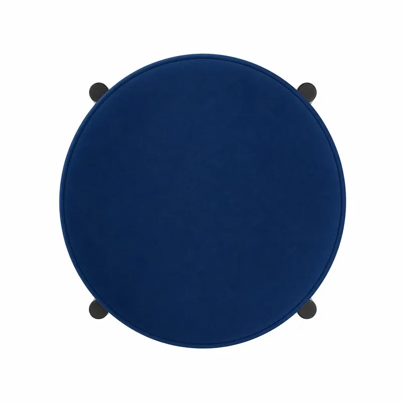 Top view of the round blue upholstered seat