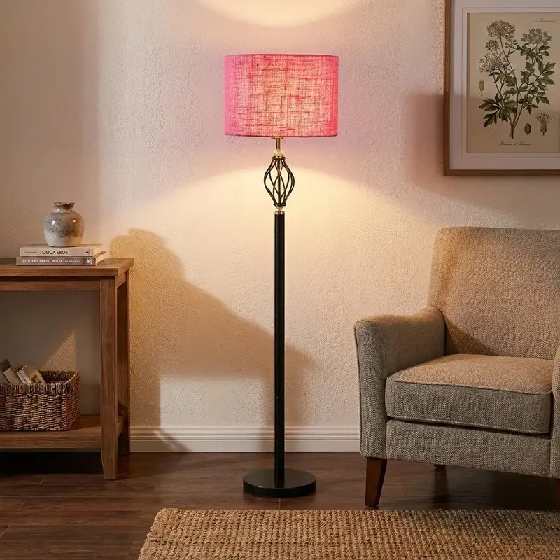 Pink Elegance Jute Floor Lamp