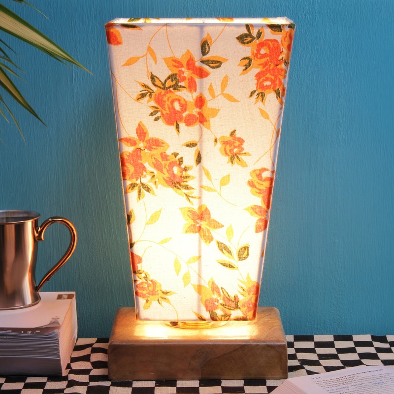 Citriodora Wooden Table Lamp - Orange