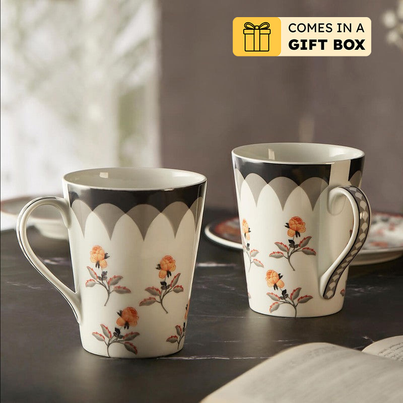 India Bone China Coffee Mug (340 mL Each) - Set Of Two - 340 ML