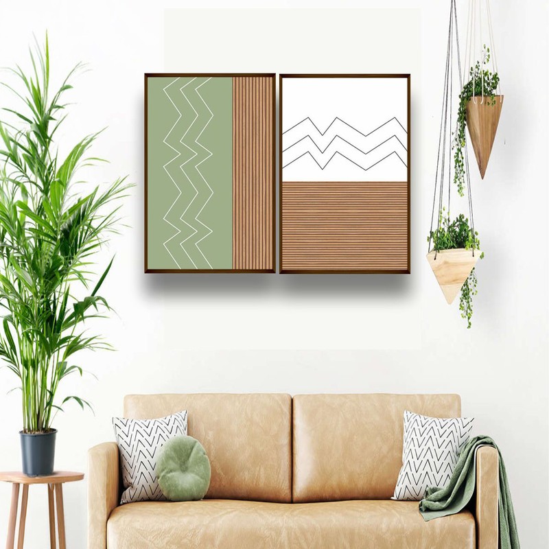 Sage & Grain Canvas Wall Painting - Set of Two