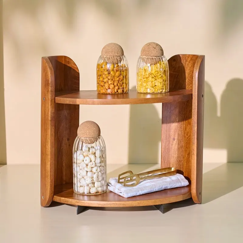 Rustic Grain Wooden Racks - Brown