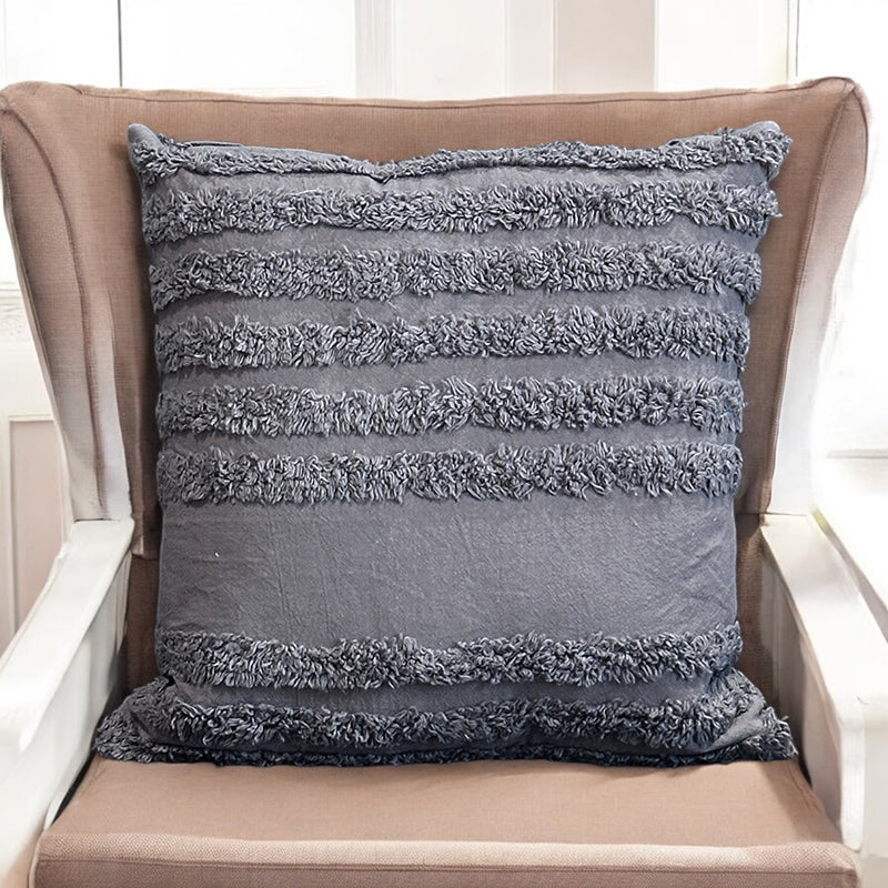 Thea Stripe Tufted Cushion Cover - Dark Grey