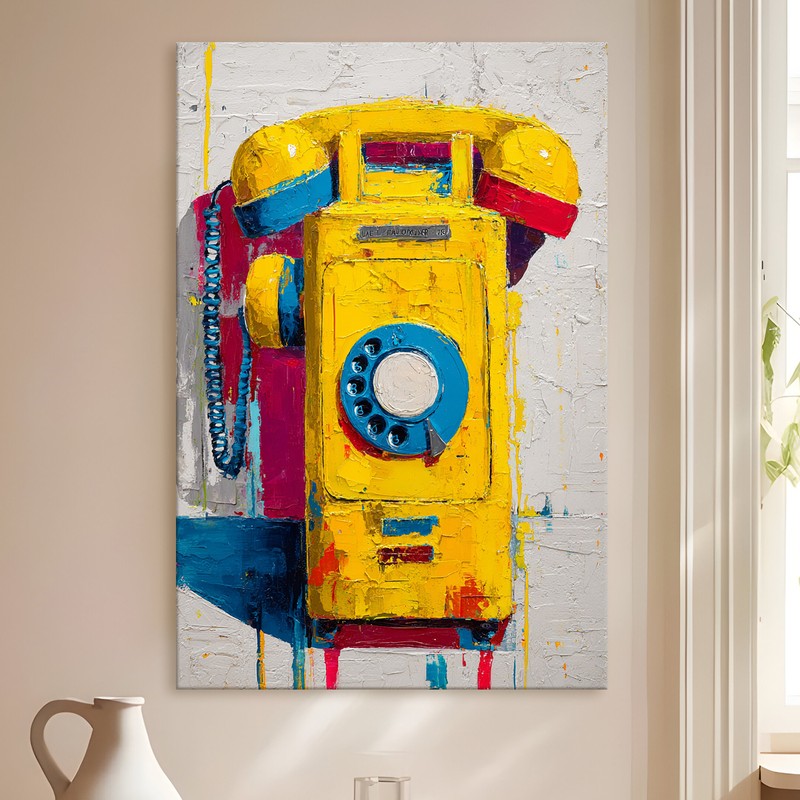 Pop Telephone Gallery Wrapped Canvas Wall Painting