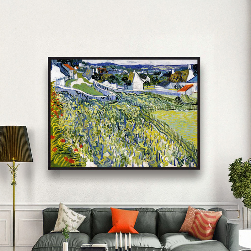 Village in Bloom Canvas Wall Painting With Frame - Small