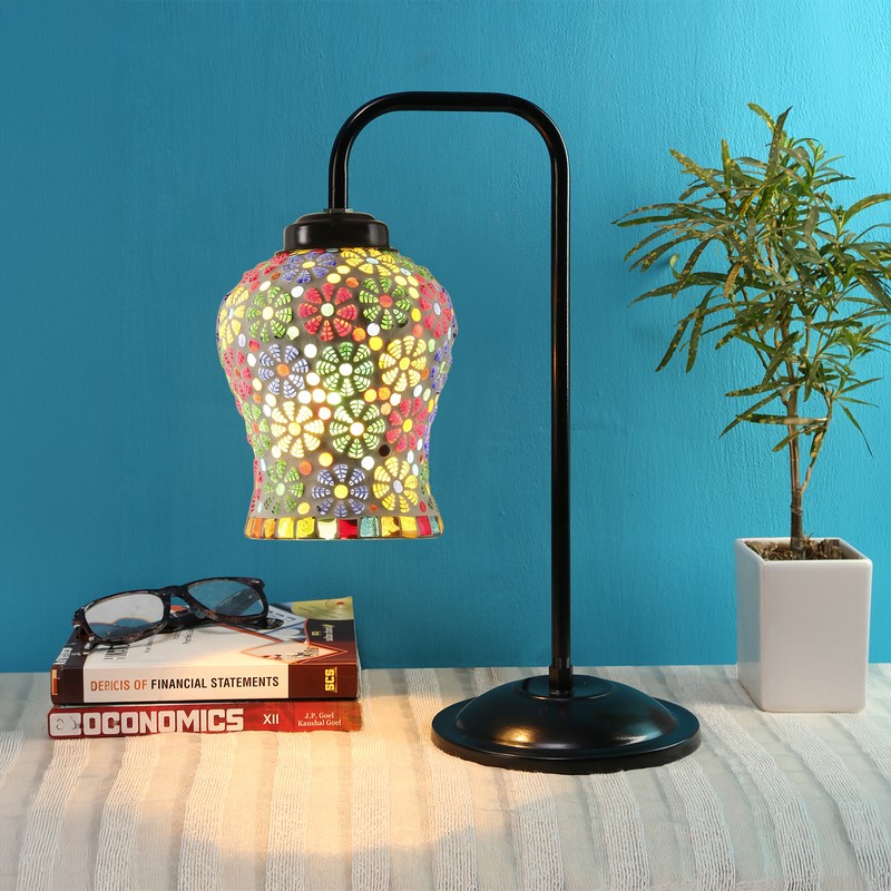 Mosaic Glow Arch Glass Table Lamp - Multicolor