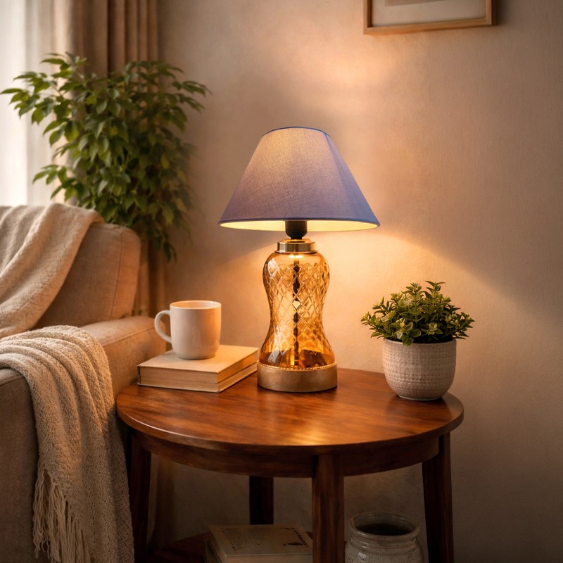 Reticule Wooden Table Lamp - White