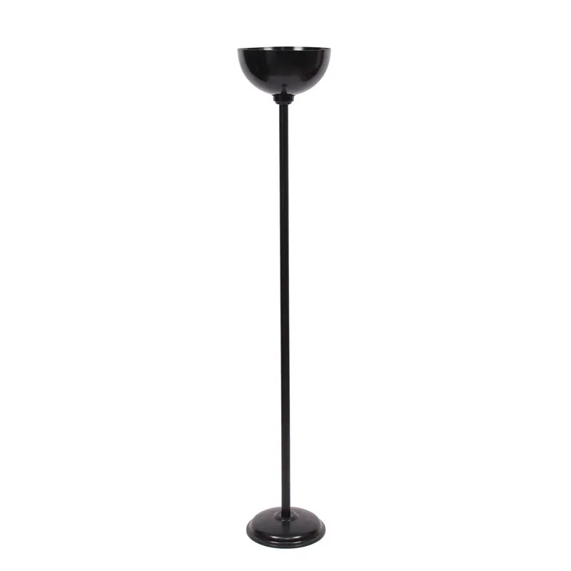 Black uplight floor lamp on a white background