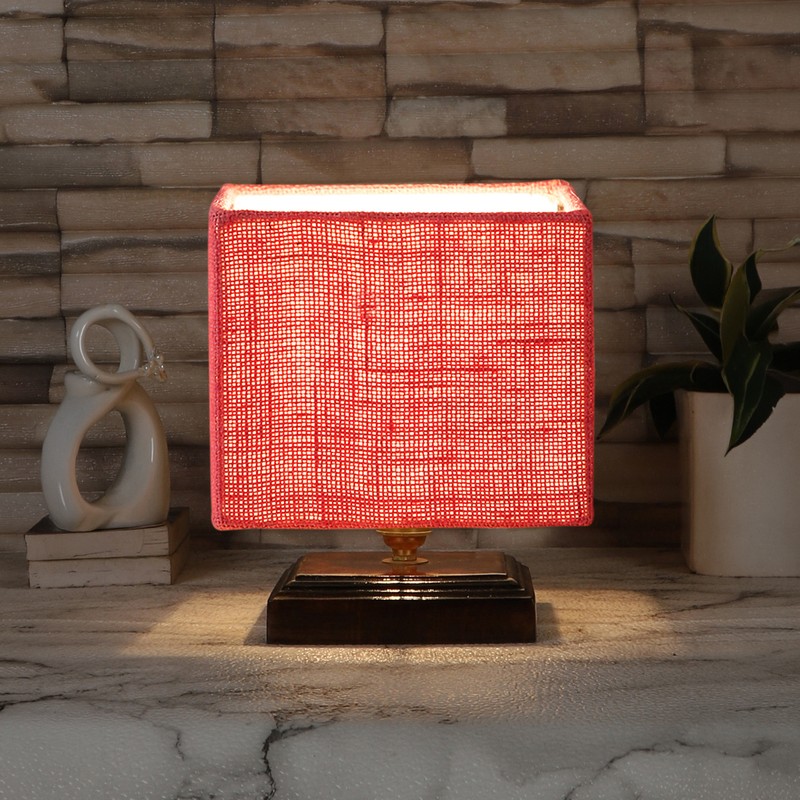 Trabecula Wooden Table Lamp - Pink