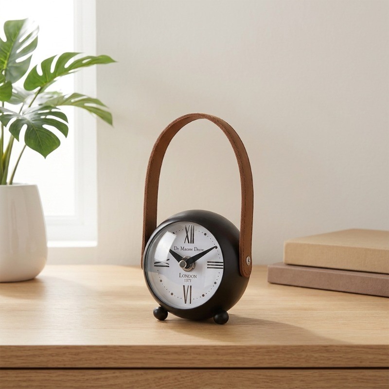 Time Frame Iron Table Clock - Black,White
