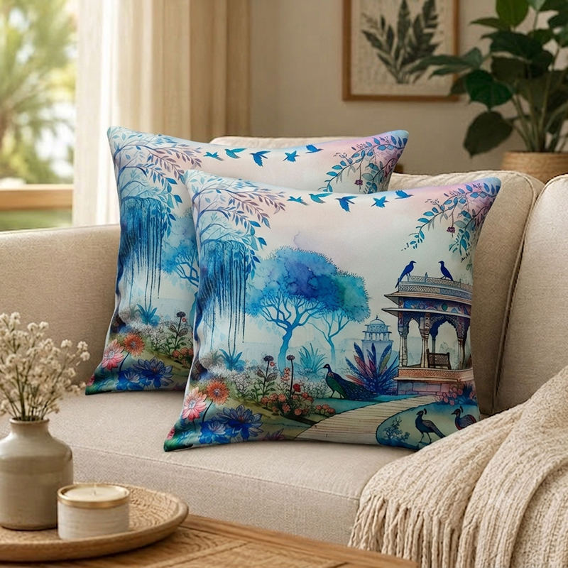Boho Bazaar Printed Cushion Covers - Set of Two - 16 x 16 Inches