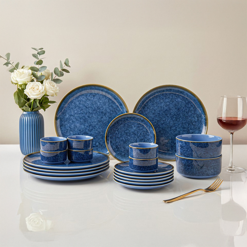 Tarangini Handmade Dinner Set (Blue) - 20 Piece Set