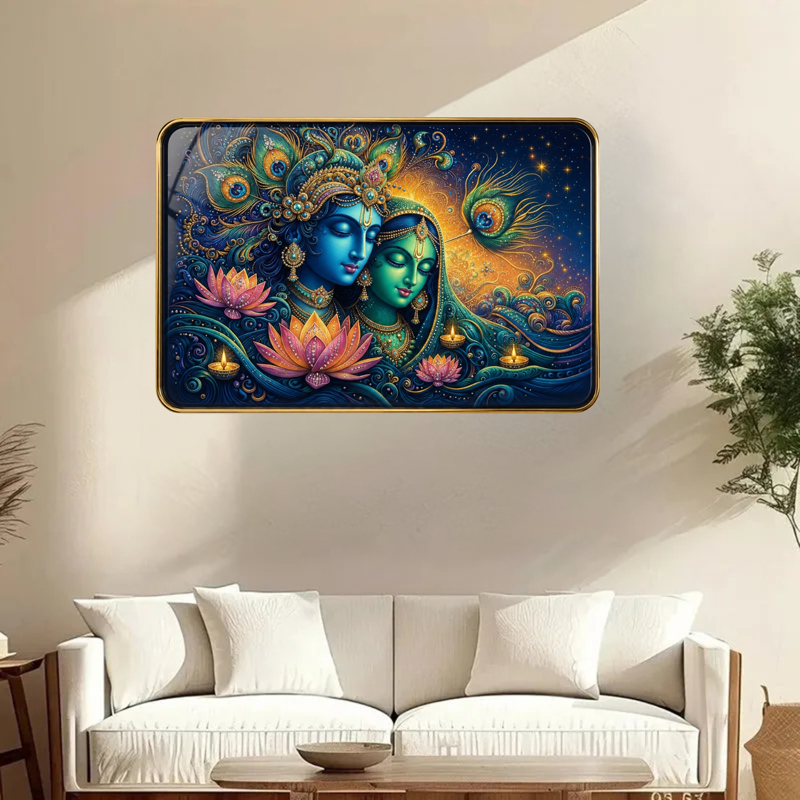 Eternal Vrindavan Krishna Resin Wall Art With Frame - Small
