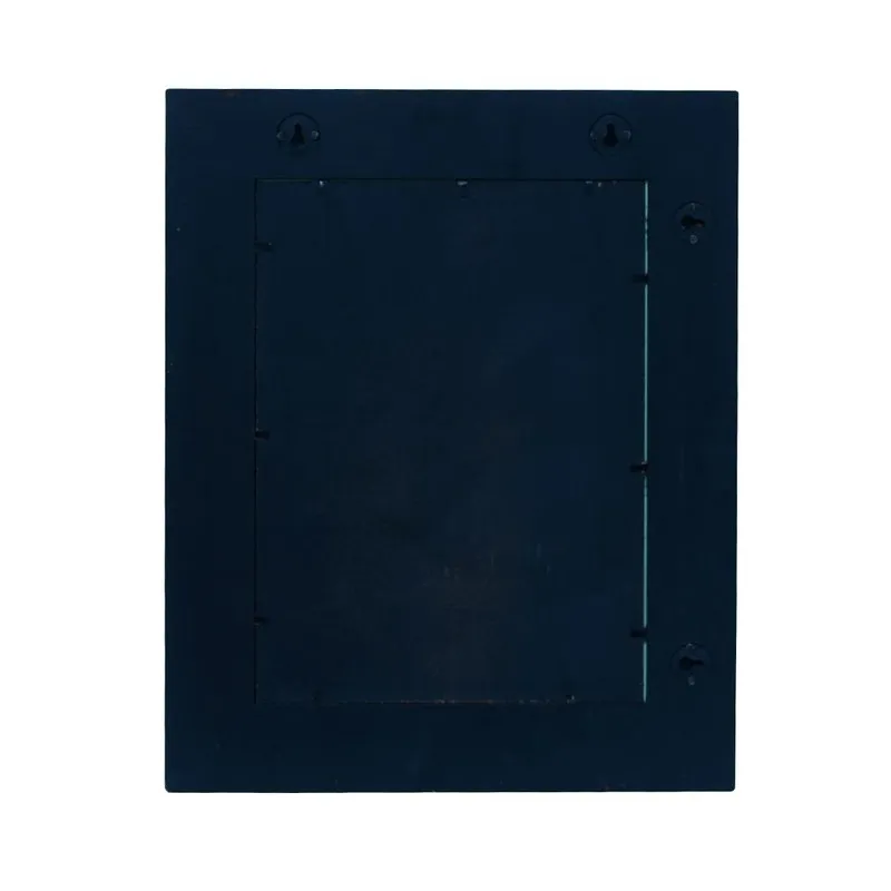 Back view of the rectangular wall mirror showing its dark wooden backing
