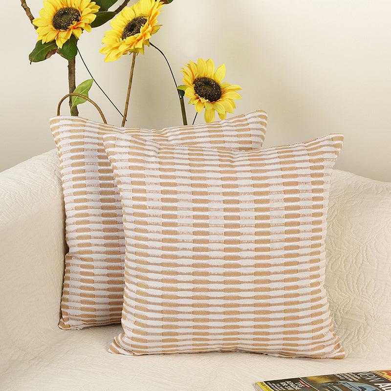 Niamh Cotton Cushion Cover (Orange) - Set Of Two
