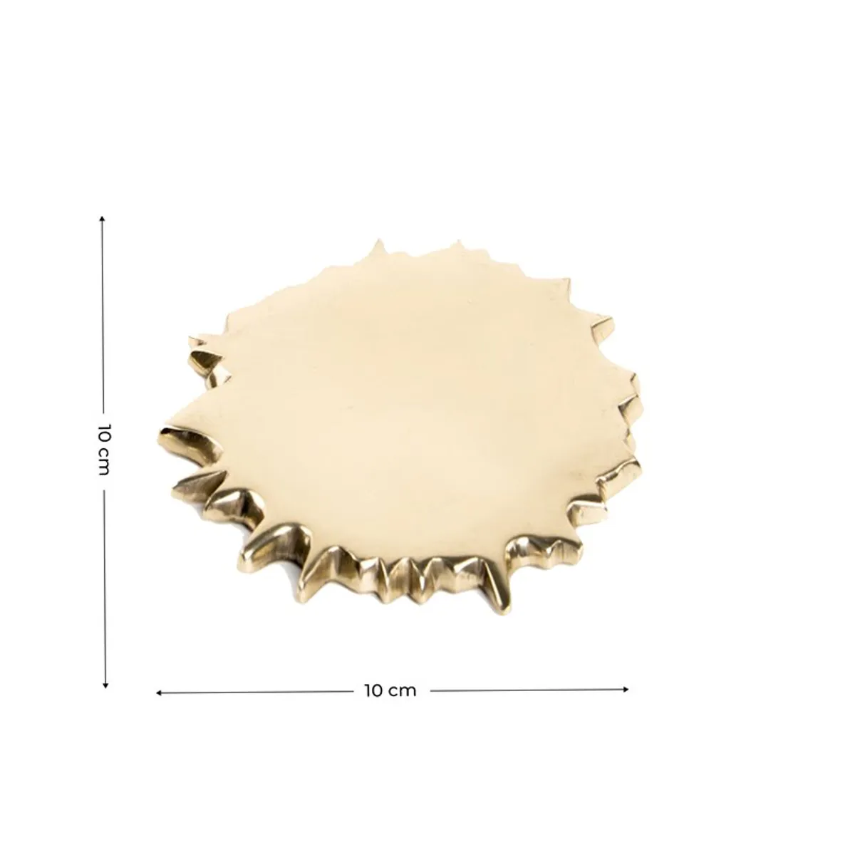 Single gold spill-shaped coaster on a white background