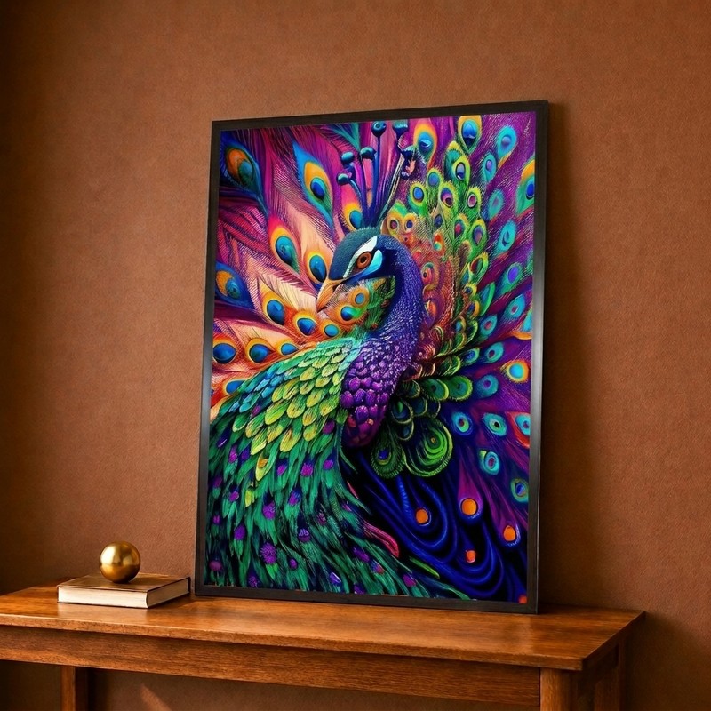 Radiant Peacock Plumage Canvas Wall Painting