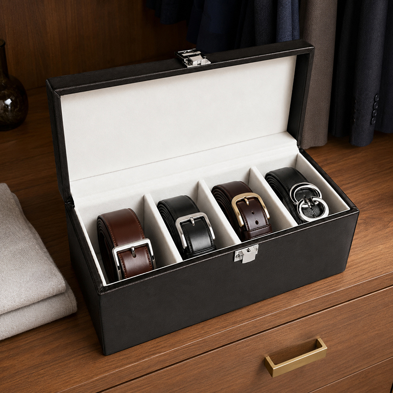 Noir Compartment MDF Storage Box - Black