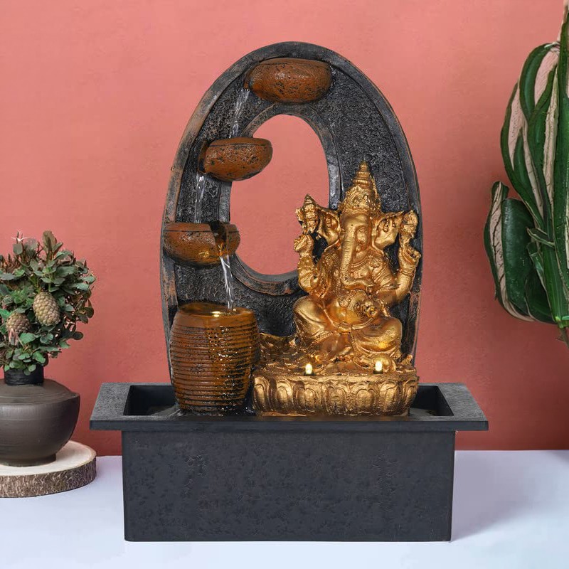 Granite Flow Ganesha LED Fountain