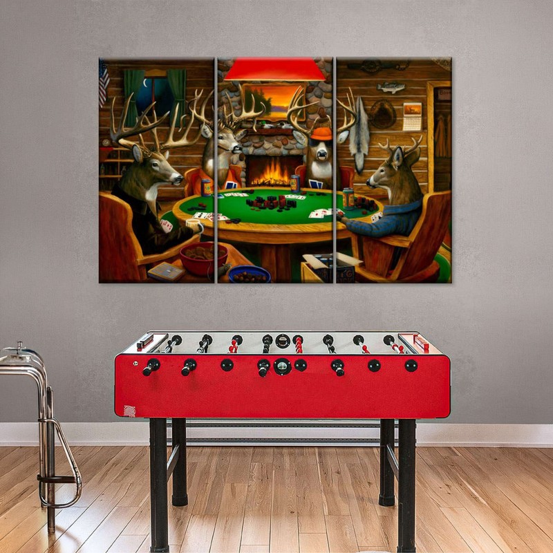 Poker Deer Canvas Wall Painting