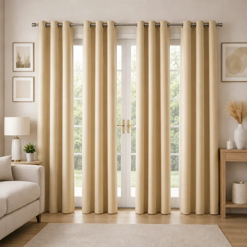 Form Fit Velvet Curtain (Beige) - Set of Four