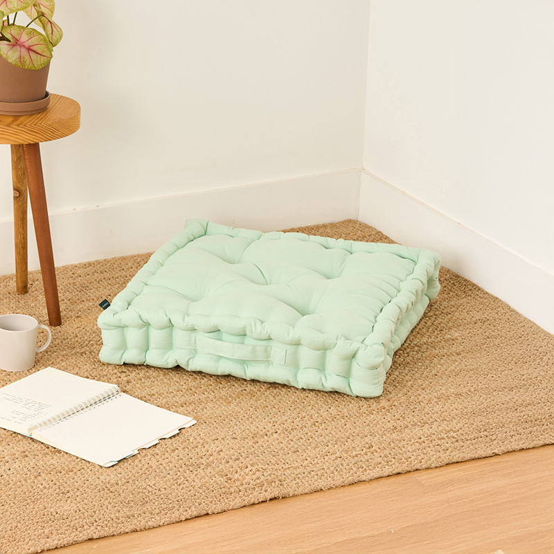 Fluffscape Solid Cotton Floor Cushion - Sage Green - S