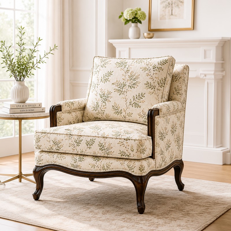 Leafmere Teak Wood & Faux Suede Lounge Chair