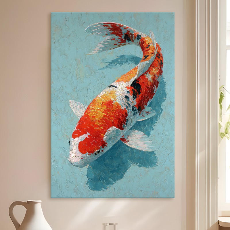 Golden Koi Gallery Wrapped Canvas Wall Painting