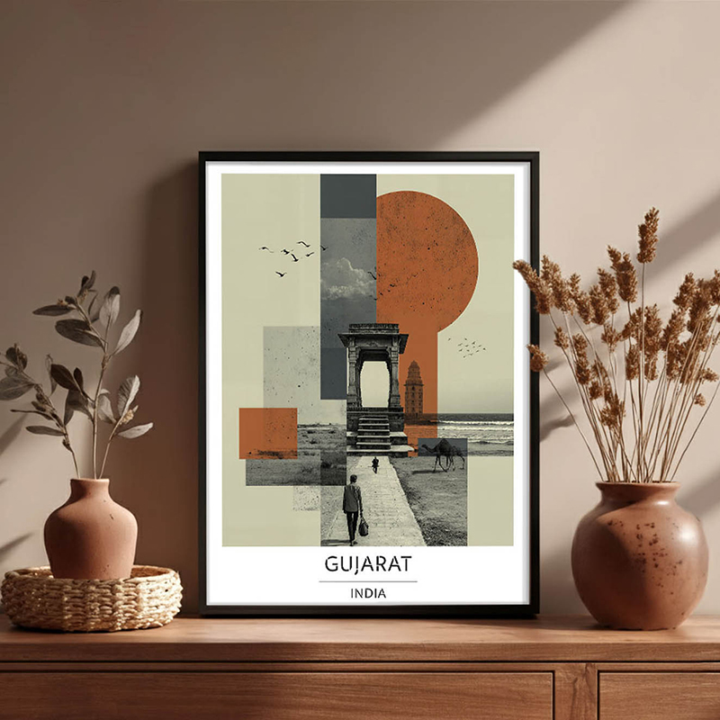 Gateway to Gujarat Wall Art With Black Frame - Small