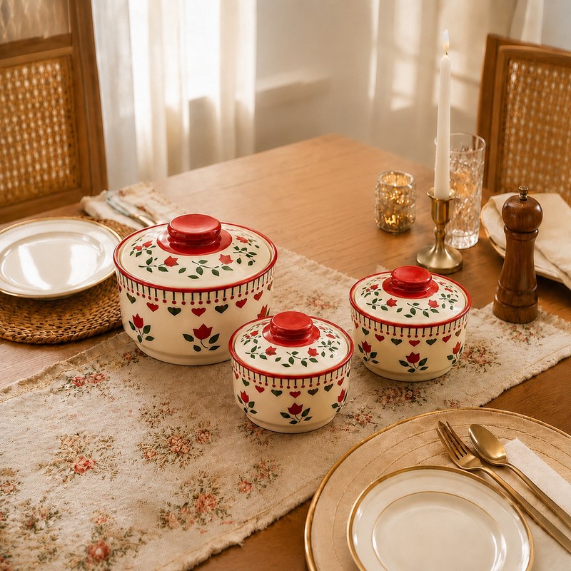 Nivedya Serving Bowl (300 mL/500 mL/900 mL) - Set of Three