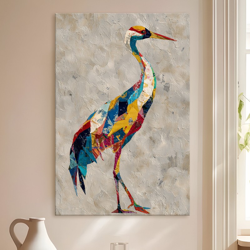Painted Heron Gallery Wrapped Canvas Wall Painting
