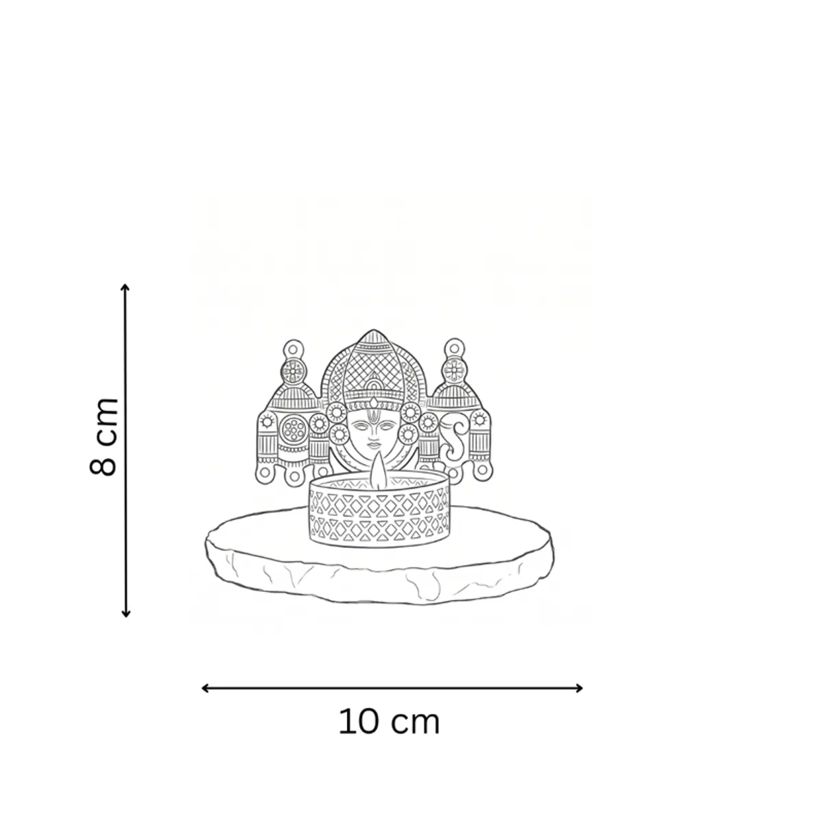 Line illustration of the purple agate tea light holder on a white background