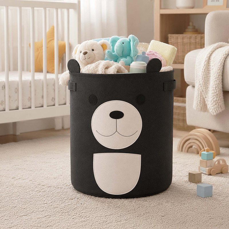 Weave Ease Felt Storage Basket - Black,White