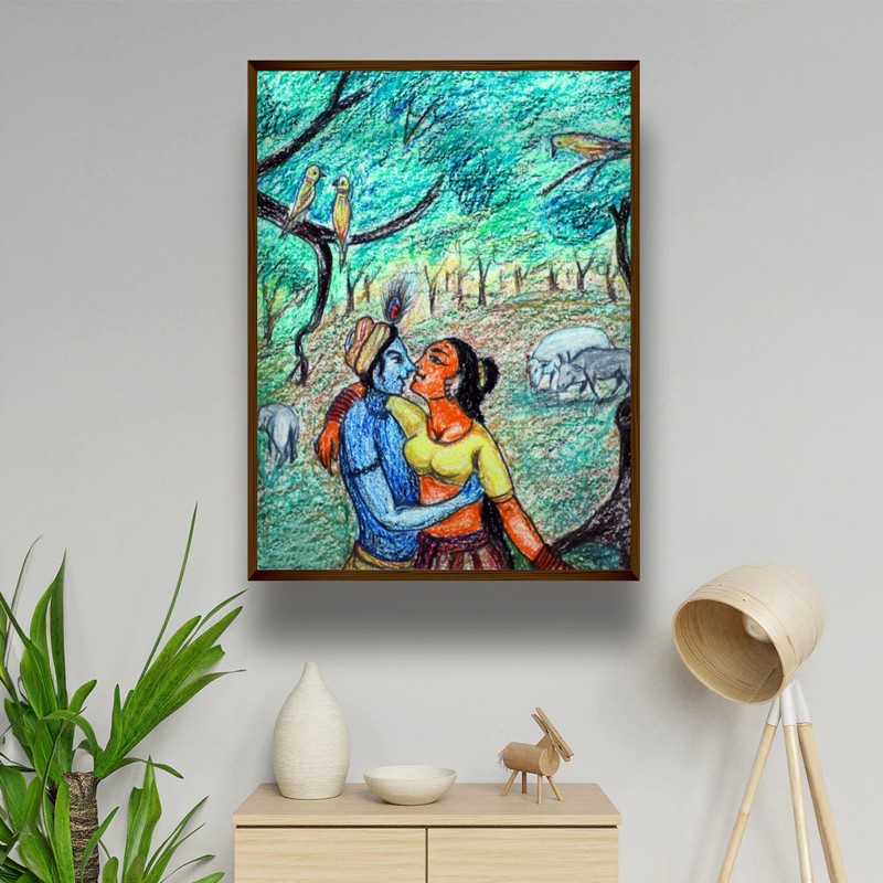 Alingana Krishna Canvas Wall Painting