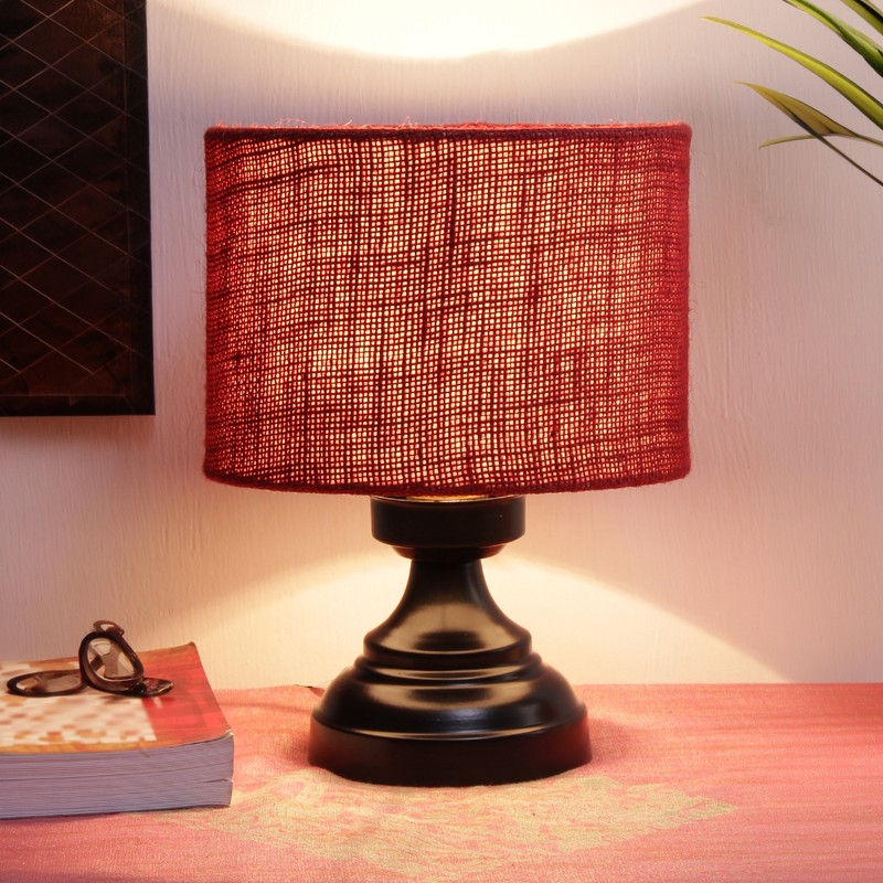 Strigosa Jute Table Lamp - Red