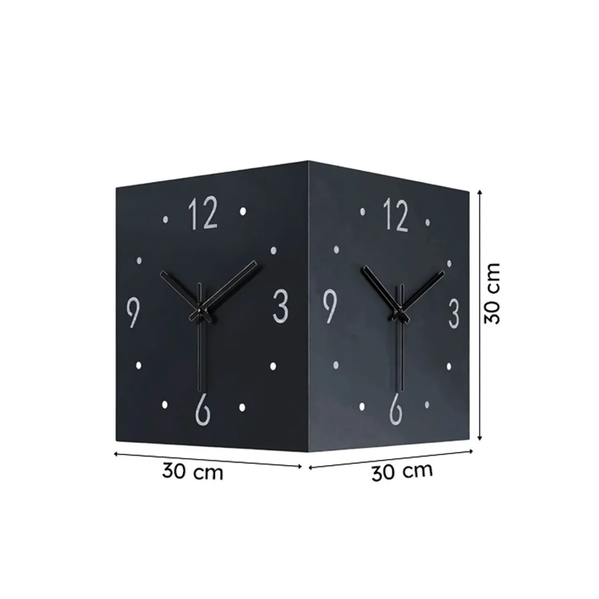 Architectural Corner Wrought Iron Wall Clock - Black
