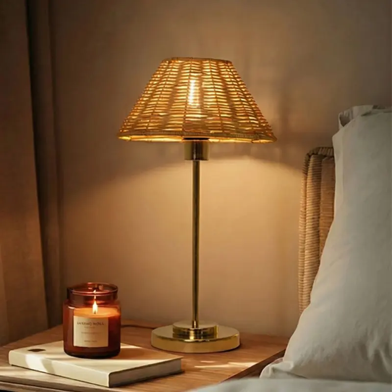 Fig Living Natural Cane Lamp - Beige,Gold