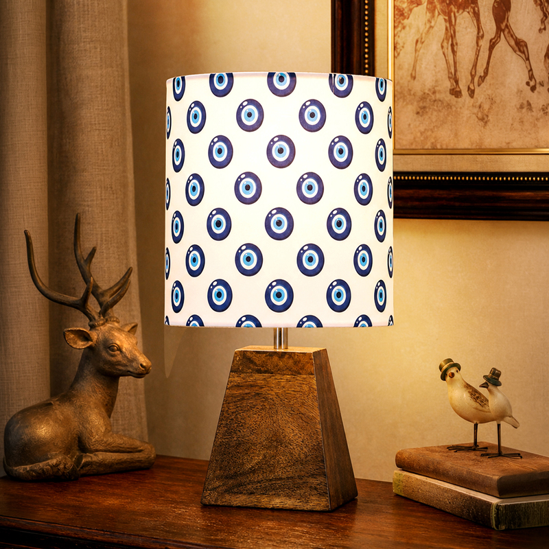Semi Pyramid Eye Fabric Table Lamp - Purple,Brown