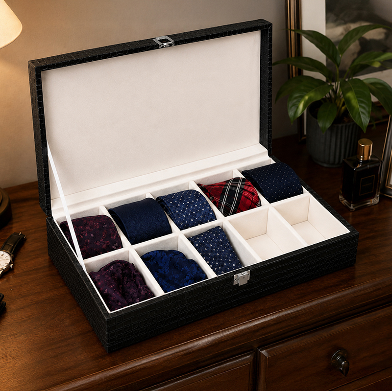 Noir Velvet Timepiece MDF Storage Box - Black